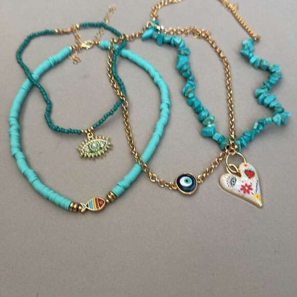 Blue Minimalist Necklace A1202 - Picture 4 of 4